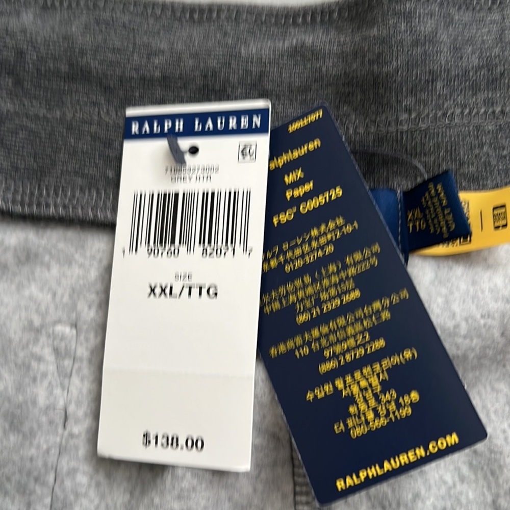 NWT Polo Ralph Lauren Letterman  Fleece Pants Jogger Gray Size XXL - Picture 5 of 6